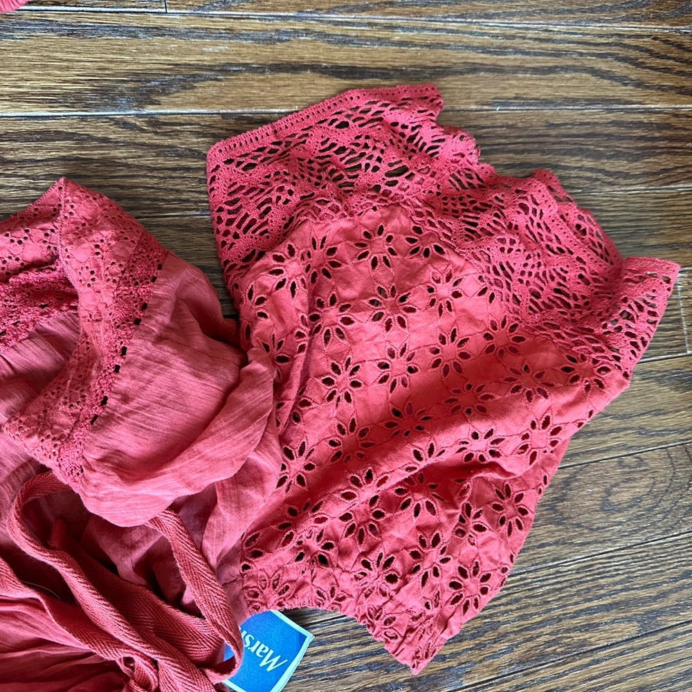 Free People Red Maxi Skirt Set Smocked Casual - Picture 10 of 10